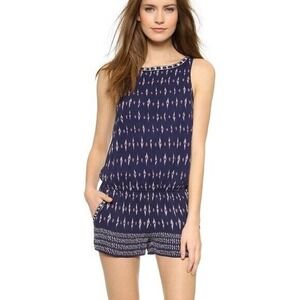 Joie Kayture Embroidered Silk Navy Romper S